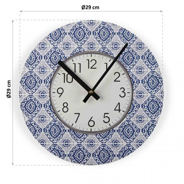 Preview: Wanduhr_Abela_blau_weiss_kuechenuhr