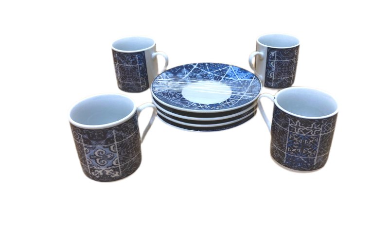 Geschenkset_4_Espresso_Tassen_mit_Untertassen BICA Azulejos