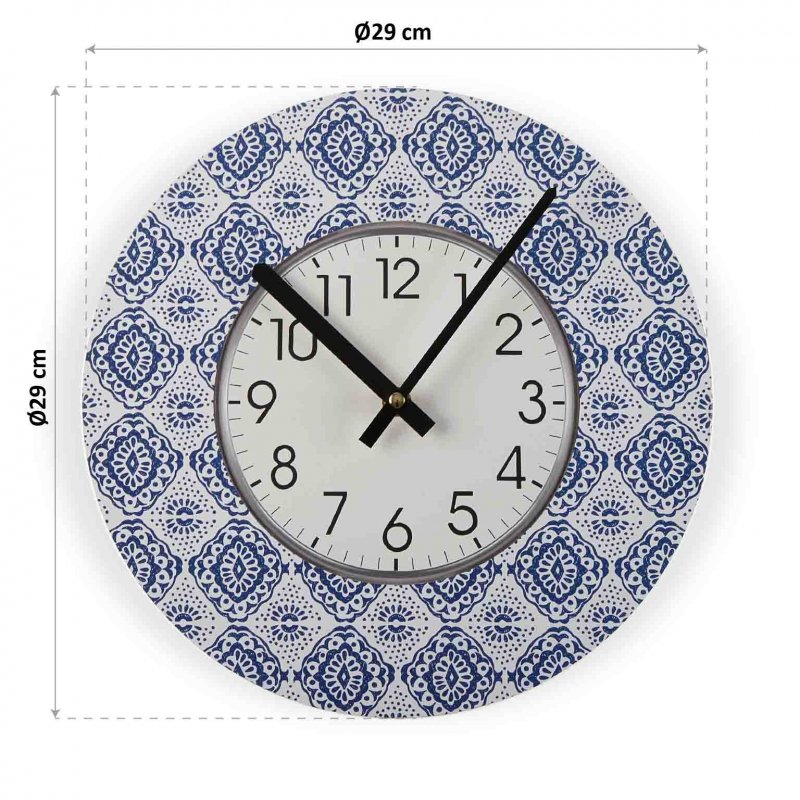 Wanduhr_Abela_blau_weiss_kuechenuhr